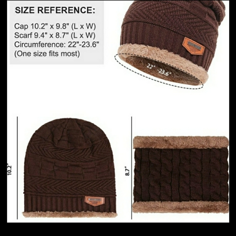 2 PIECES WINTER BEANIE HAT SCARF SET WA - Picture 9 of 12